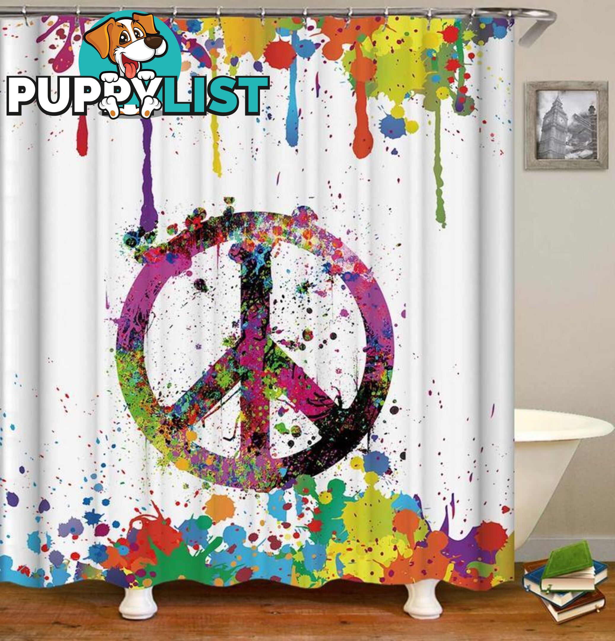 Riot Of Colors Peace Shower Curtain - Curtain - 7427046138659