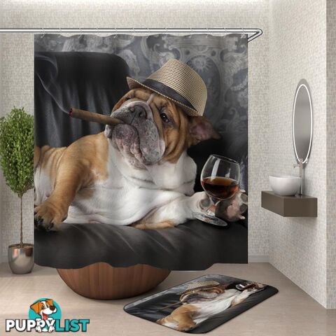 Bulldog Boss Shower Curtain - Curtain - 7427046117975