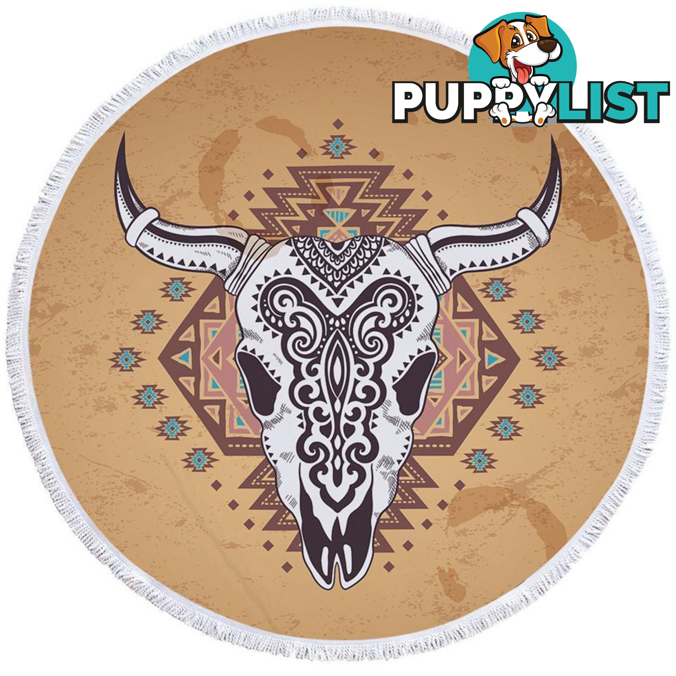 Indian Bull Skull Beach Towel - Towel - 7427046306645