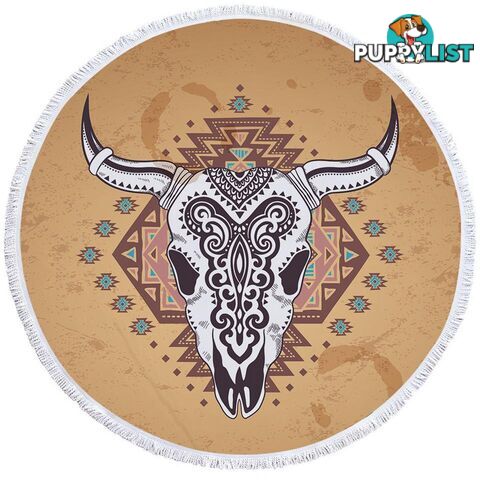 Indian Bull Skull Beach Towel - Towel - 7427046306645