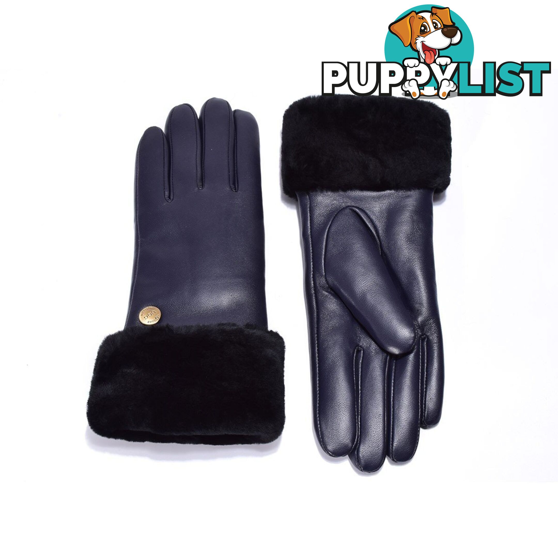 UGG Australian Sheepskin Leather Gloves Navy Womens (Chloe) - UGG - 822427510067