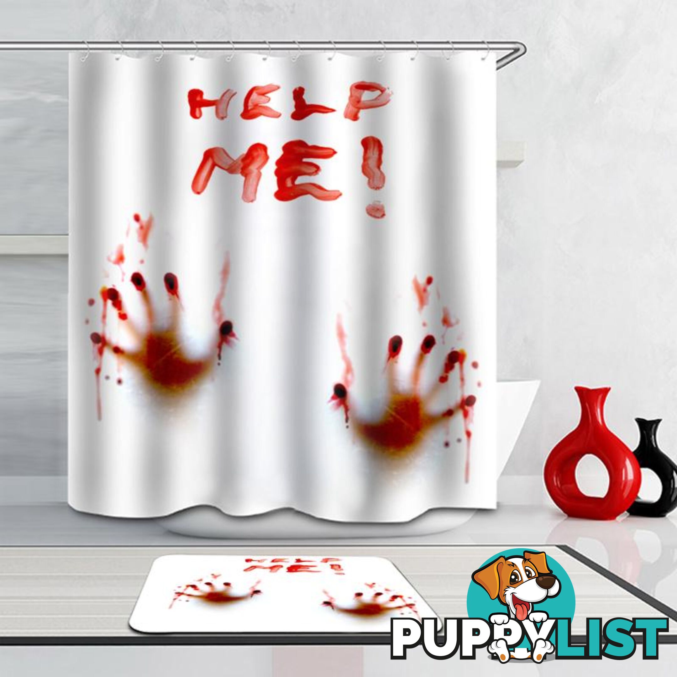 "Help Me(!)" Bloody Hands Shower Curtain - Curtain - 7427005917219