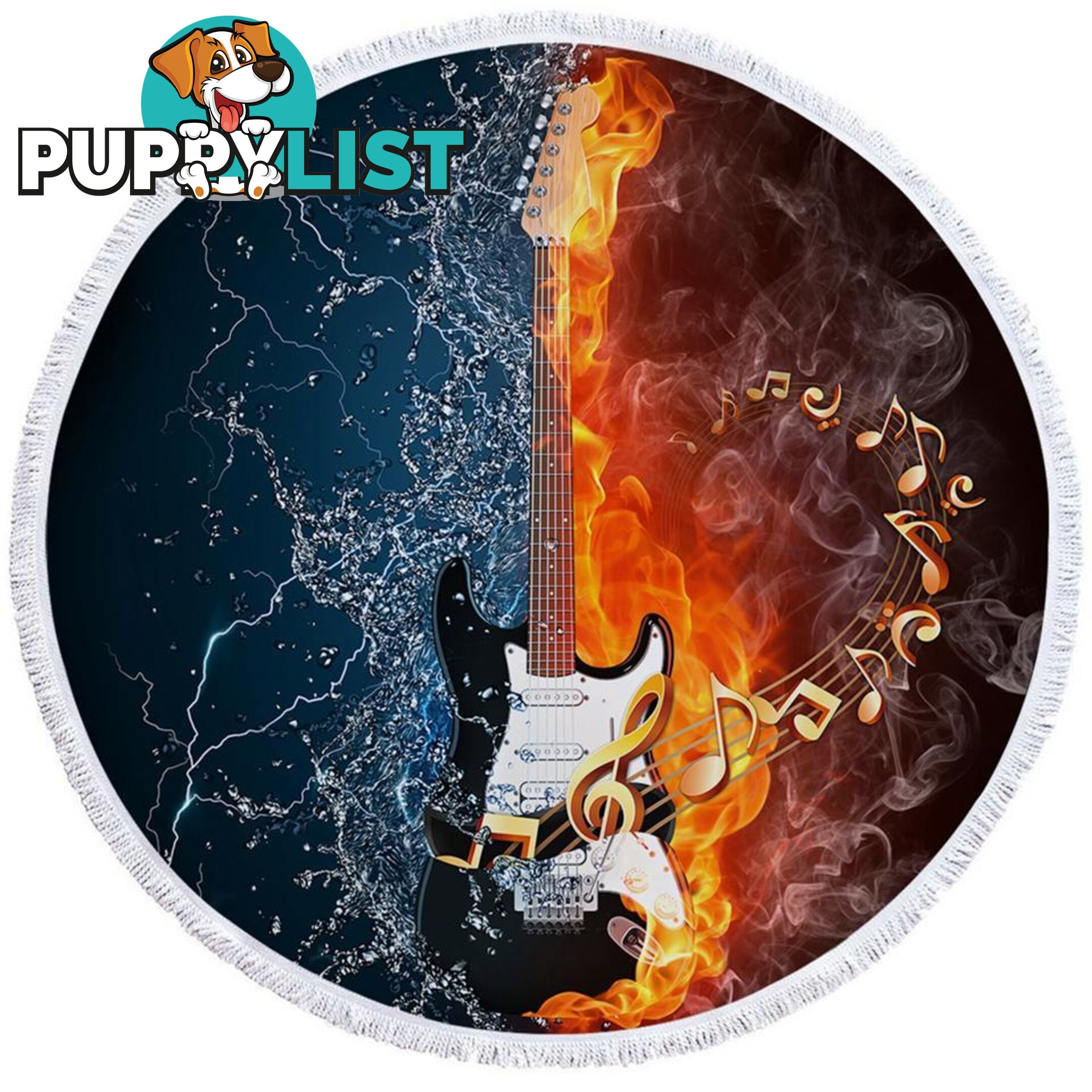 Fire vs Water Electric Guitar Beach Towel - Towel - 7427046313773