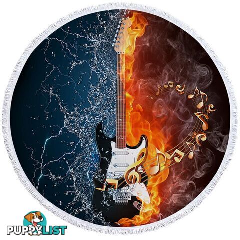 Fire vs Water Electric Guitar Beach Towel - Towel - 7427046313773