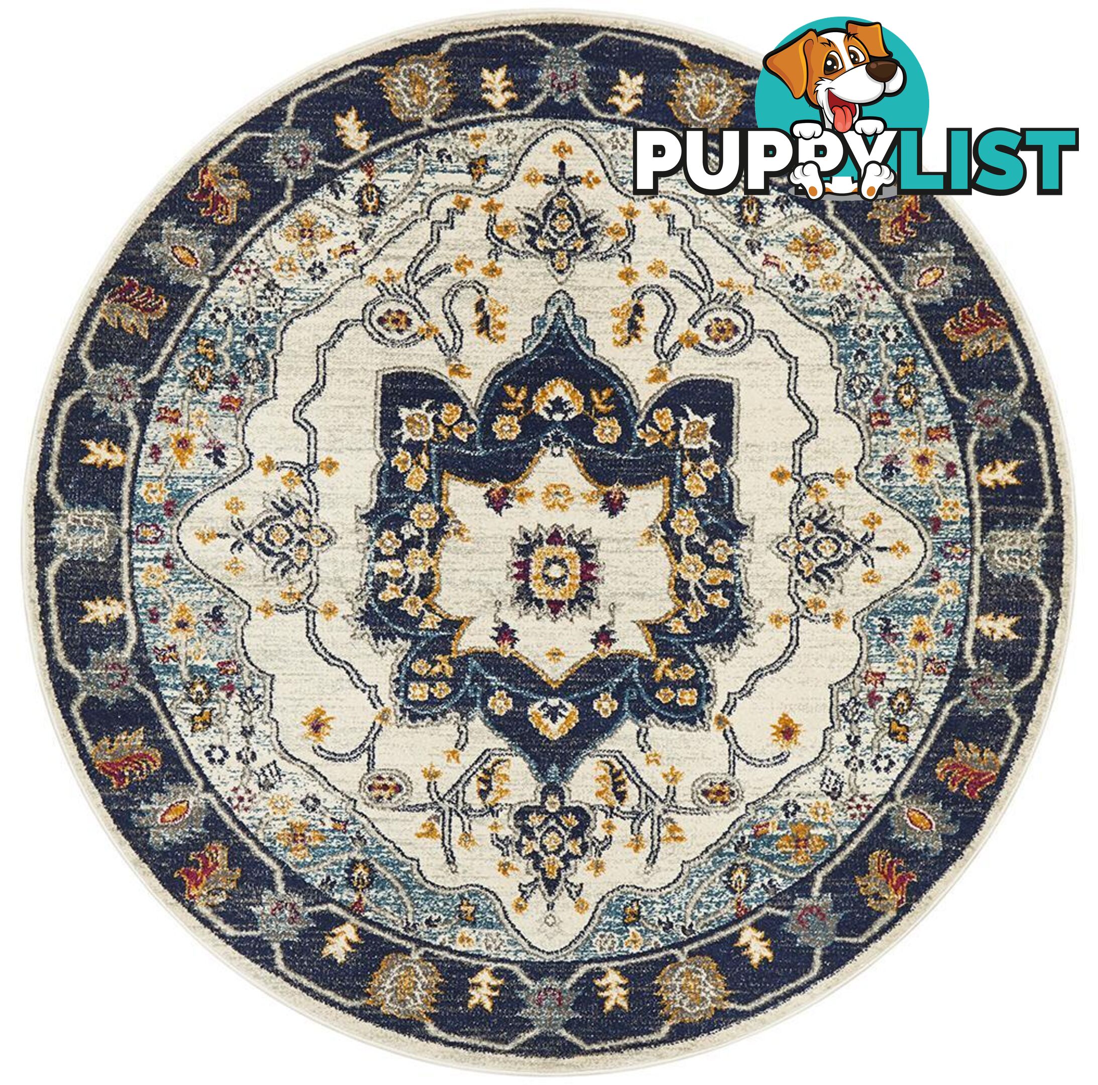 Babylon Round Darya Blue Rug - Unbranded - 9375321874007