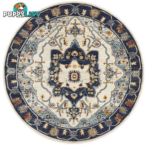 Babylon Round Darya Blue Rug - Unbranded - 9375321874007