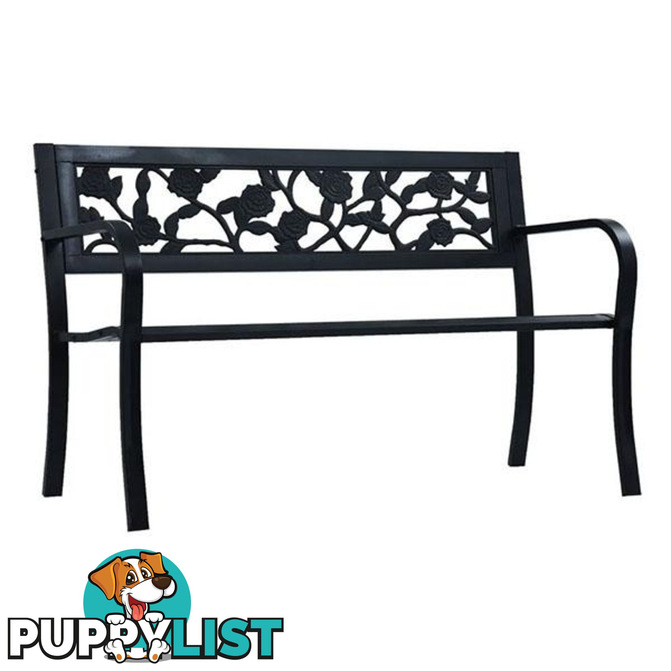 Garden Bench 125 Cm Black Powder Coated Steel - Unbranded - 8719883745978