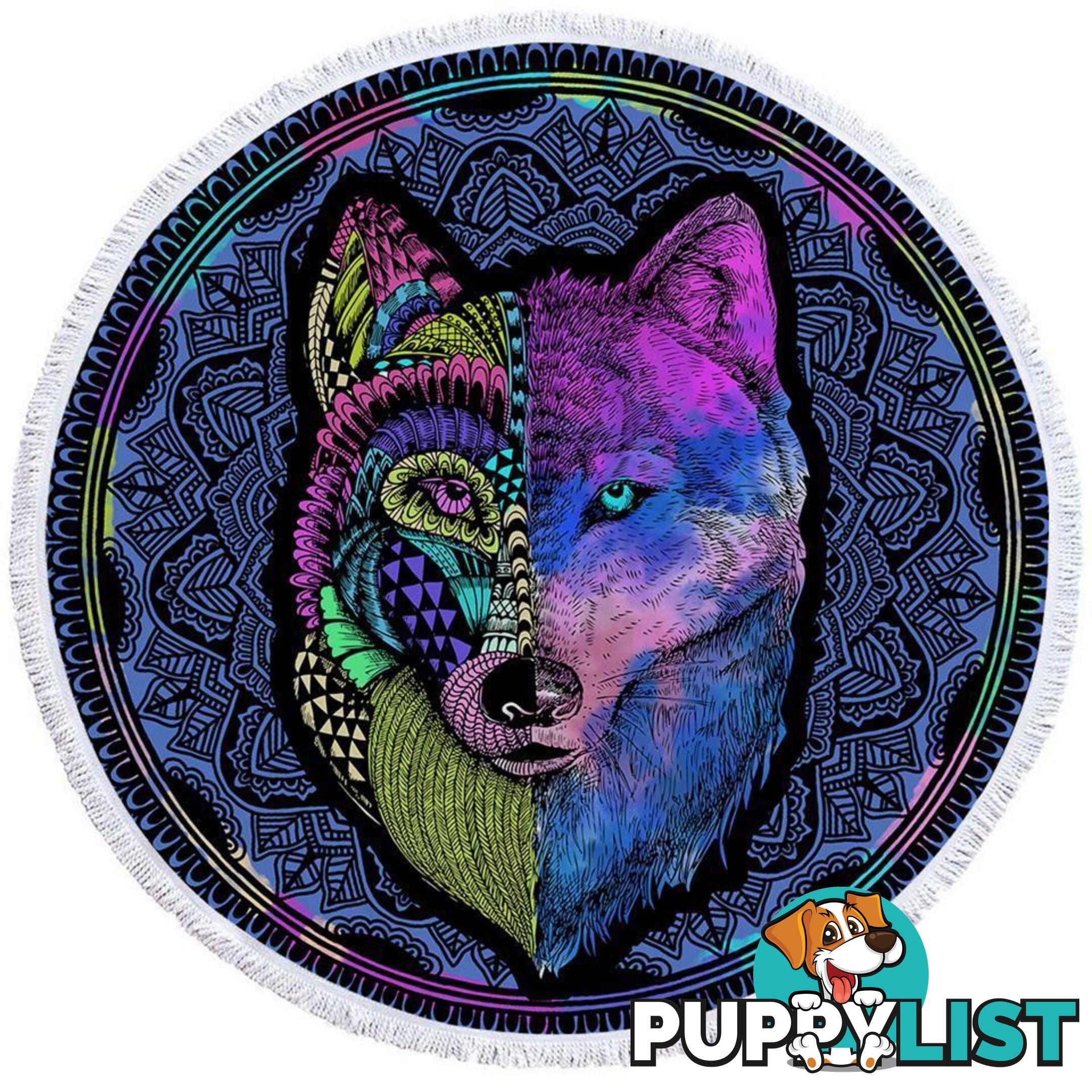 Artistic Purplish Wolf Beach Towel - Towel - 7427046324113