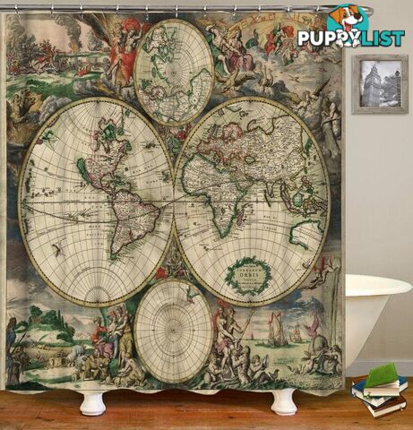 Vintage Globe Cut Shower Curtain - Curtain - 7427046004428