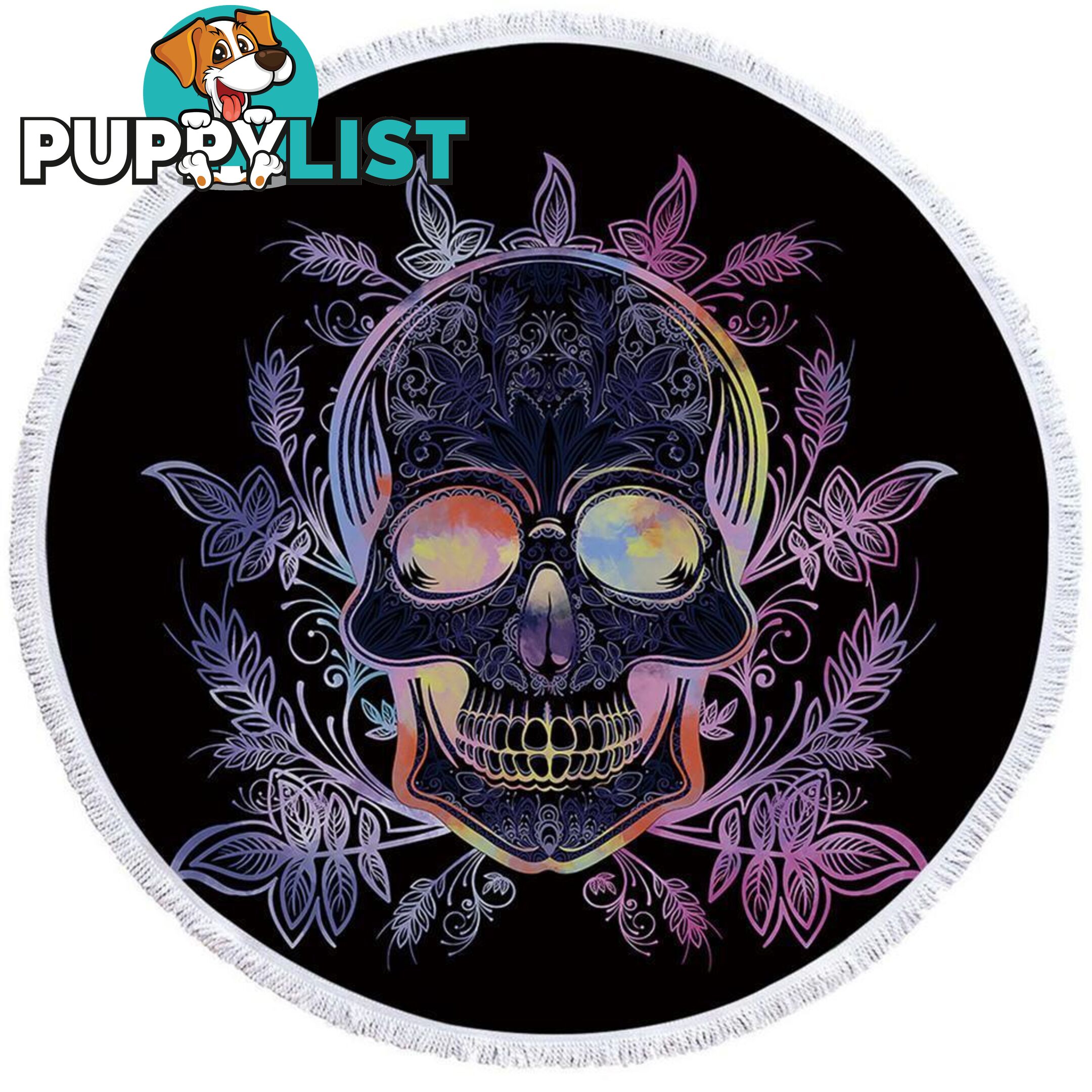 Dark Skull and Leaves Beach Towel - Towel - 7427046319744