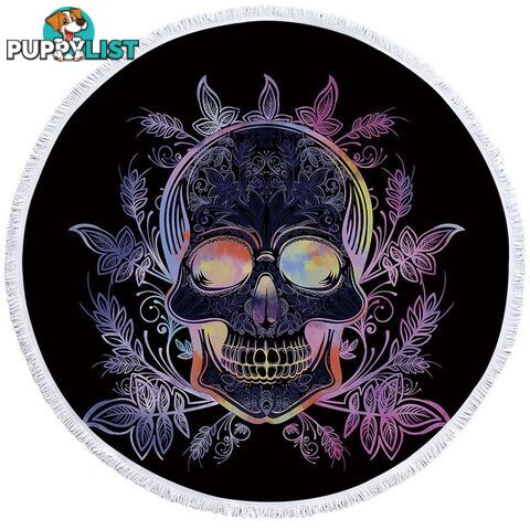 Dark Skull and Leaves Beach Towel - Towel - 7427046319744