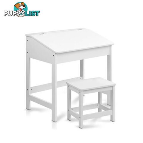 Kids Lift-Top Desk And Stool - White - Artiss - 4344744419657