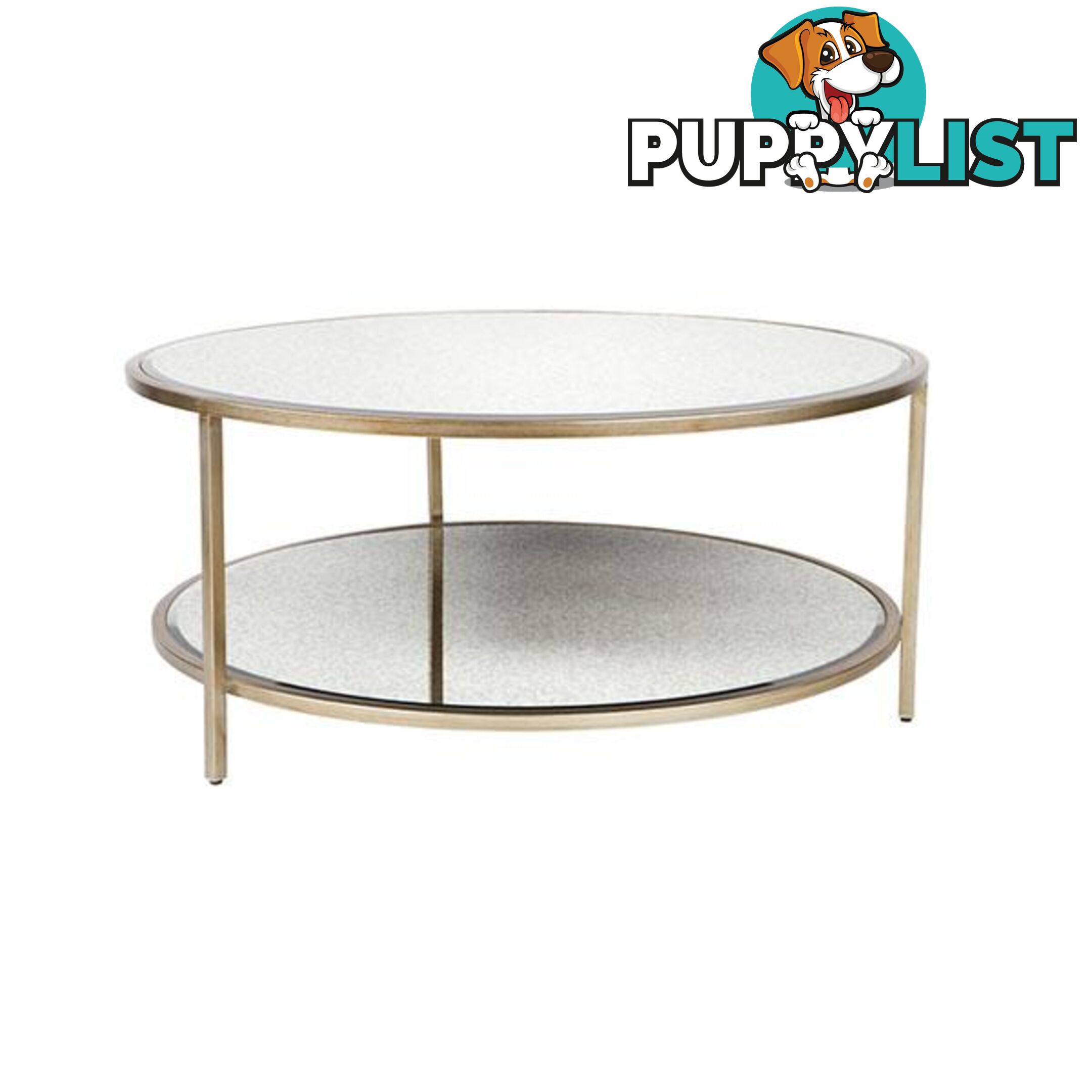 Cocktail Coffee Table Antique Gold Round - Cocktail Table - 9320294107140