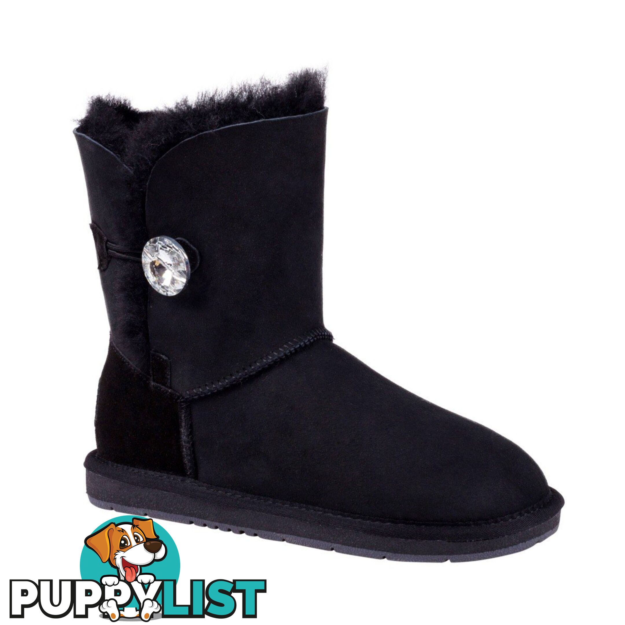 UGGS Short Crystal Button Sheepskin Beetta 6803 Women's Black - UGG - 822427506398