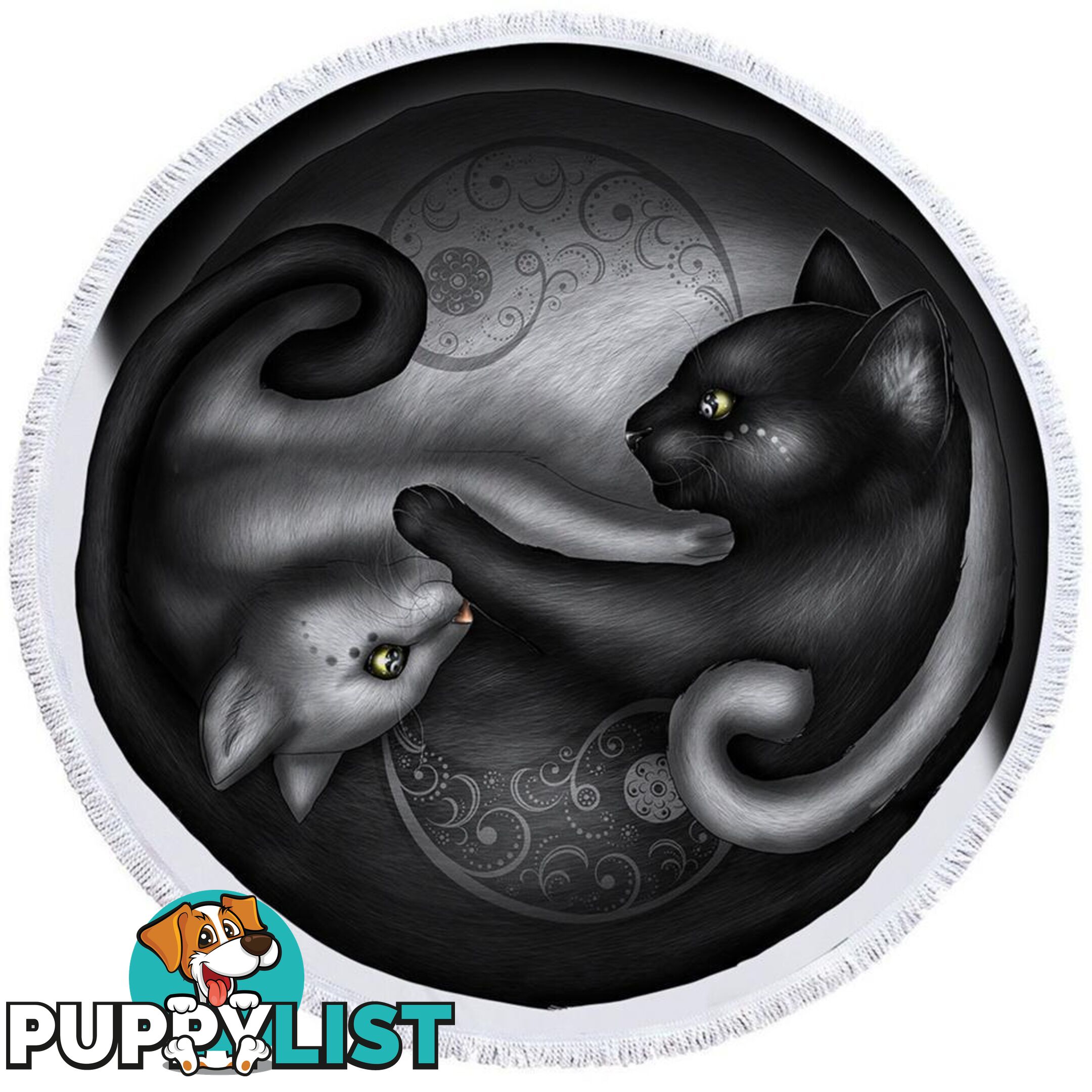 Yin and Yang Cats Beach Towel - Towel - 7427046329668