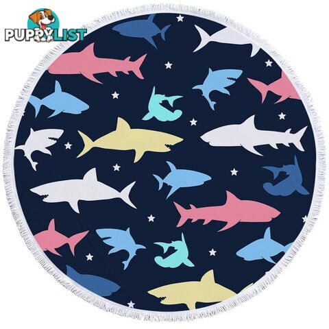 Multi Colored Sharks Beach Towel - Towel - 7427046304726