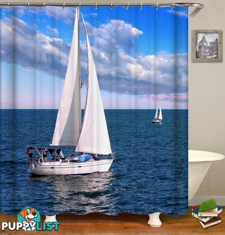 Sailboat At Open Sea Shower Curtain - Curtain - 7427045990425