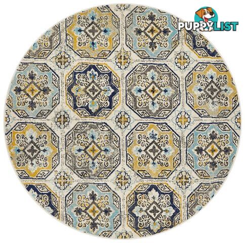 Babylon Round Hindi Blue Rug - Unbranded - 9375321874809