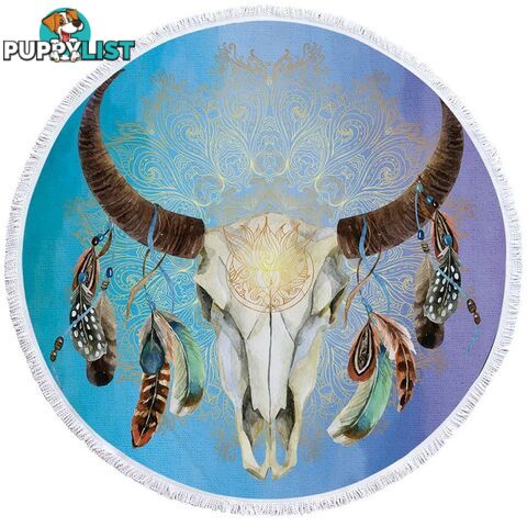 Blue Bull Skull Beach Towel - Towel - 7427046319621