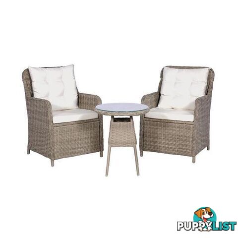 3 Piece Bistro Set With Cushions And Pillows Pe Rattan Brown - Unbranded - 8718475607687