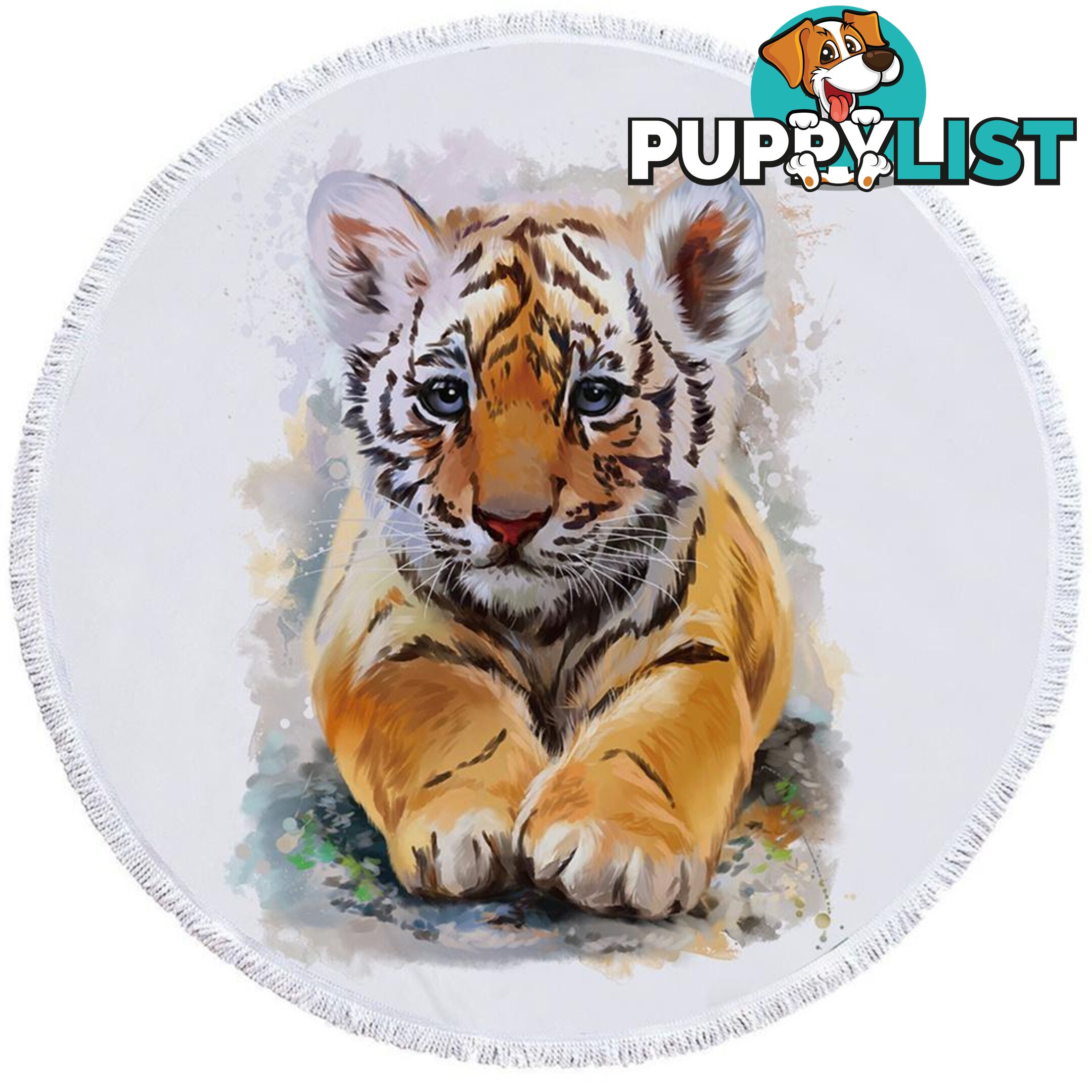 Painted Tiger Puppy Beach Towel - Towel - 7427046306720