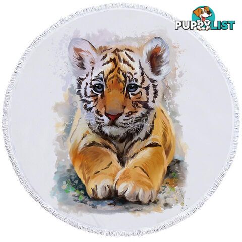 Painted Tiger Puppy Beach Towel - Towel - 7427046306720