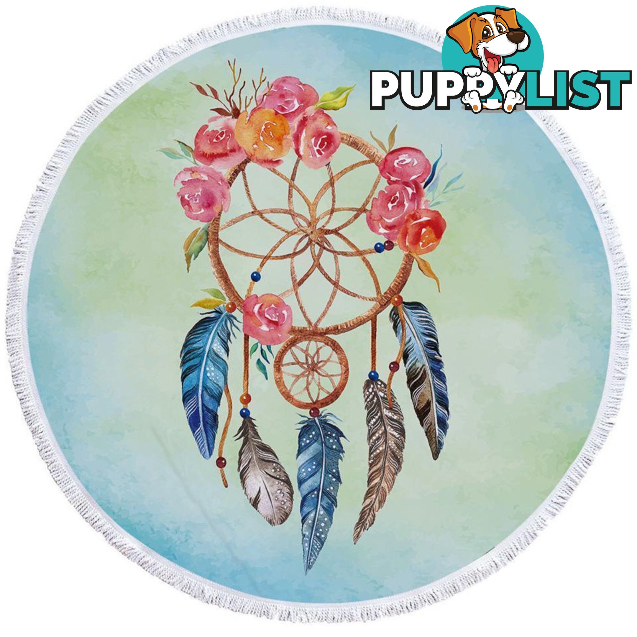 Dream Catcher and Flowers Beach Towel - Towel - 7427046327893