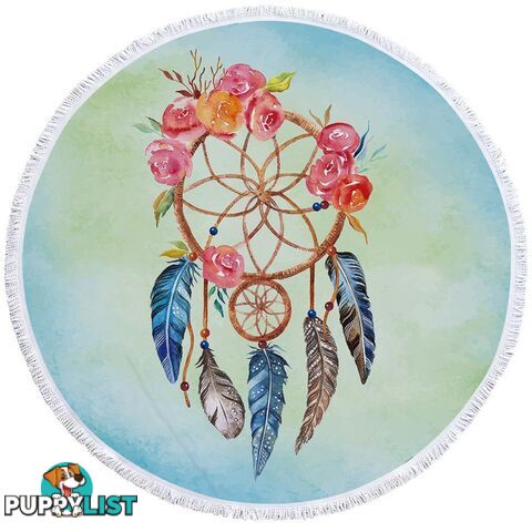 Dream Catcher and Flowers Beach Towel - Towel - 7427046327893