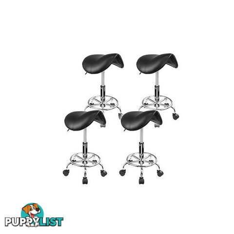 4 Pieces Black Saddle Salon Stool - Salon Stool - 7427046225847