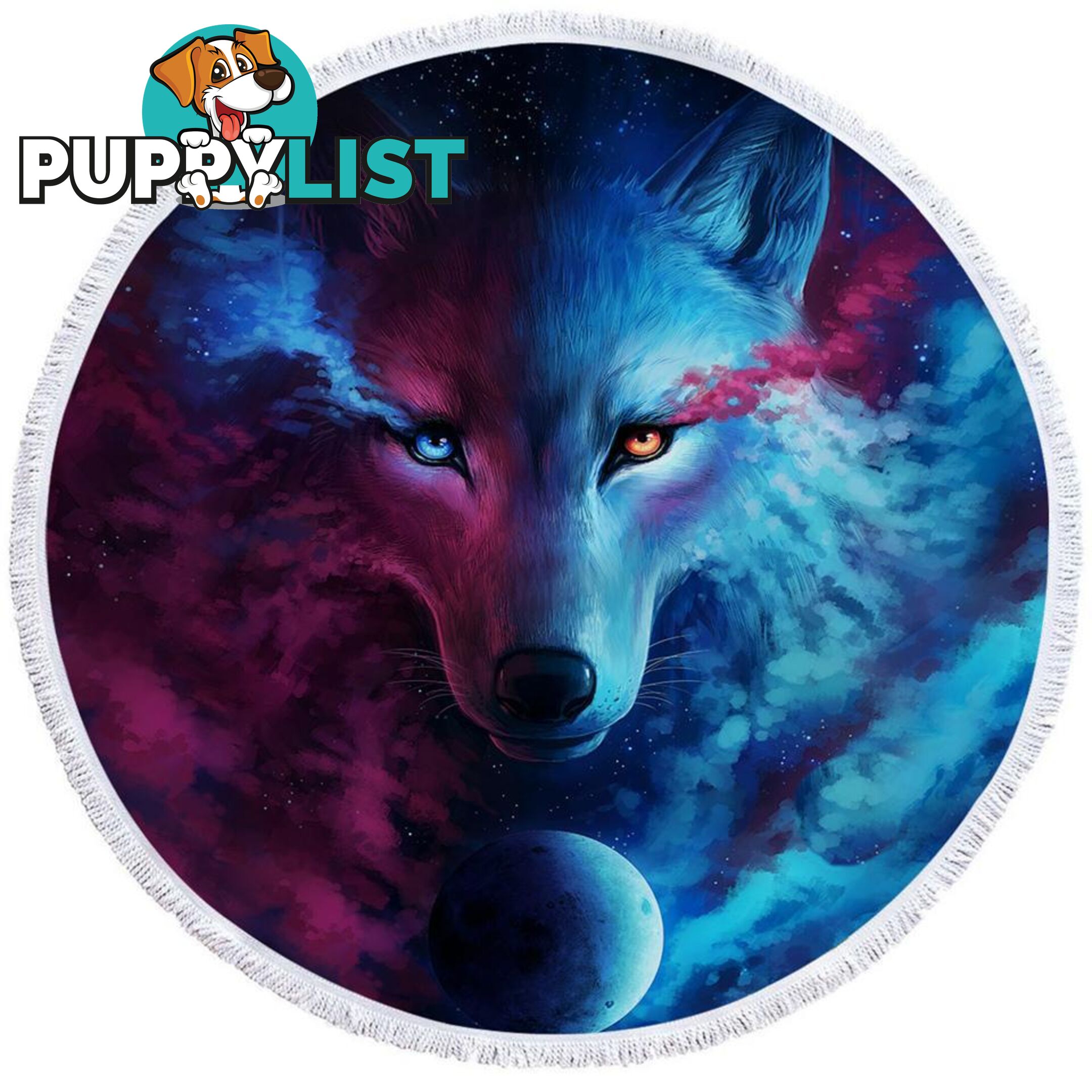 Space Colors Wolf Art Beach Towel - Towel - 7427046312615