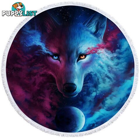 Space Colors Wolf Art Beach Towel - Towel - 7427046312615