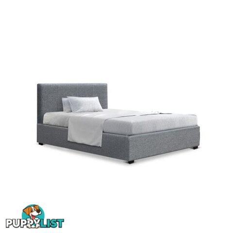 King Size Gas Lift Bed Frame With Storage Mattress Grey Fabric Nino - Artiss - 7427005885860