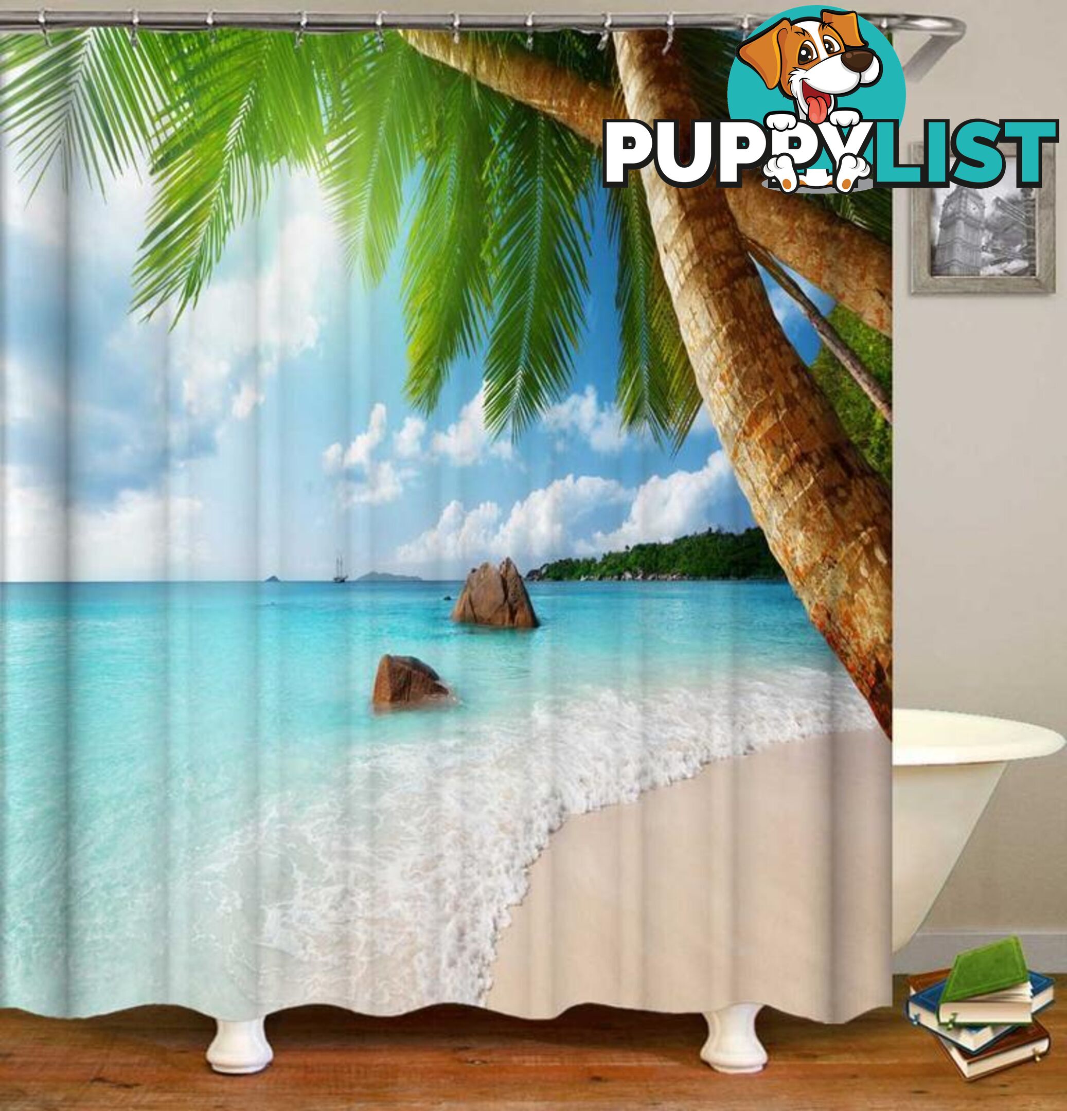 Tropical Beach Shower Curtain - Curtain - 7427046076500