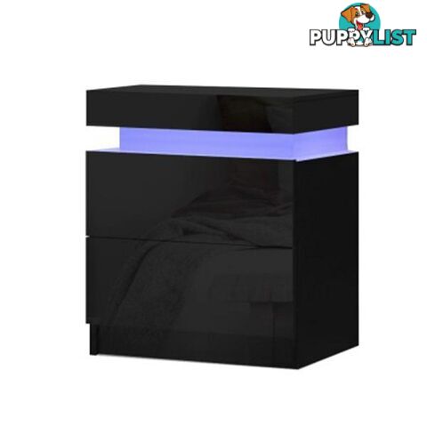 Bedside Tables Side Table Drawers Rgb Led High Gloss Nightstand - Artiss - 9355720099287