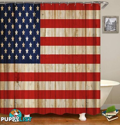 Rustic American Flag Shower Curtain - Curtain - 7427045914377