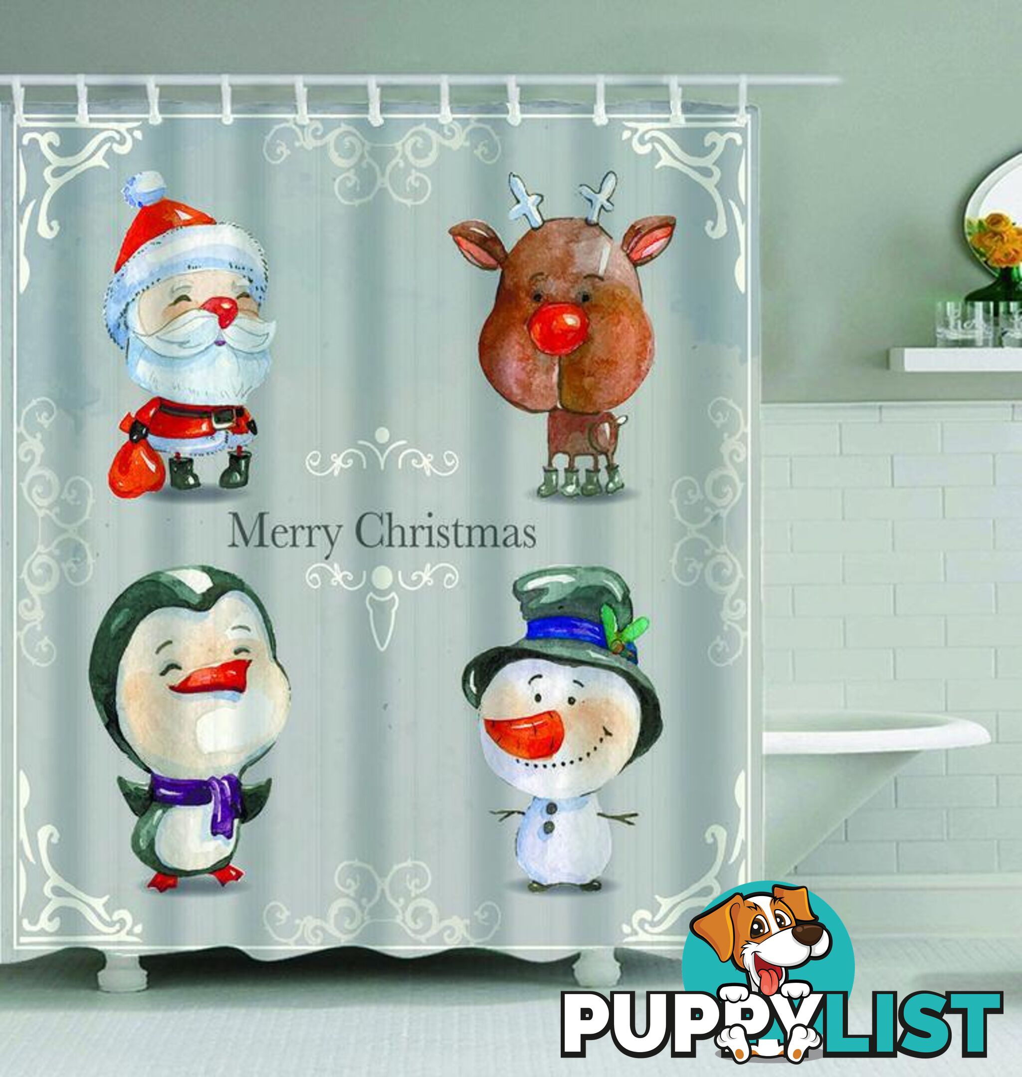 Christmas Vintage Cartoons Shower Curtain - Curtain - 7427046018913