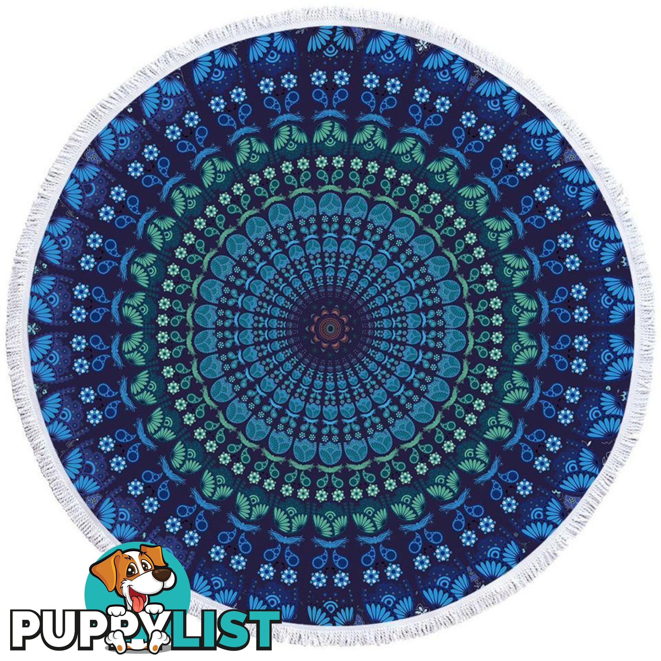 Blue Hues Mandala Circle Beach Towel - Towel - 7427046326711