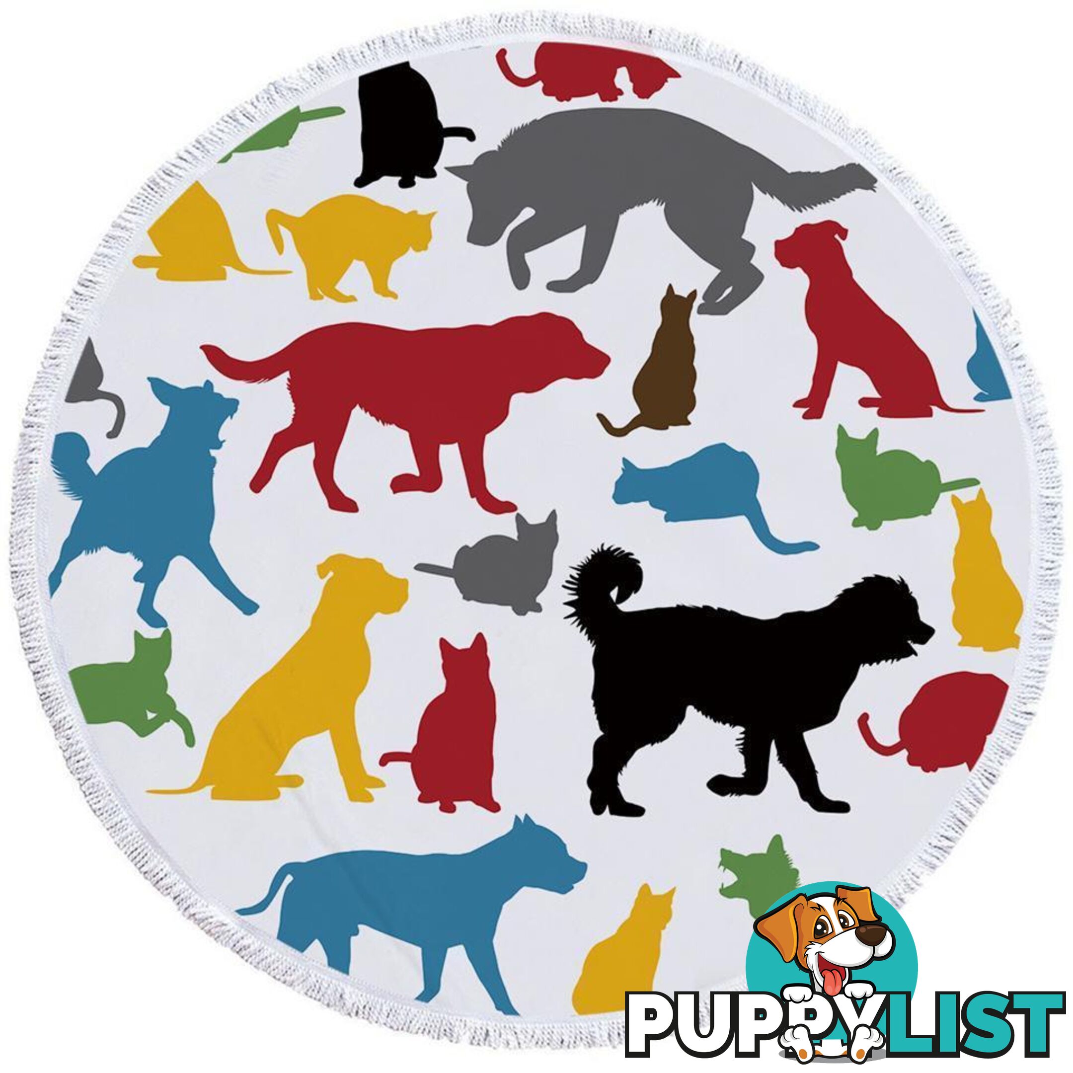 Multi Colored Dogs Silhouettes Beach Towel - Towel - 7427046306249