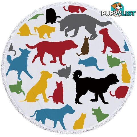 Multi Colored Dogs Silhouettes Beach Towel - Towel - 7427046306249