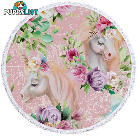 Floral Unicorns Beach Towel - Towel - 7427046308601