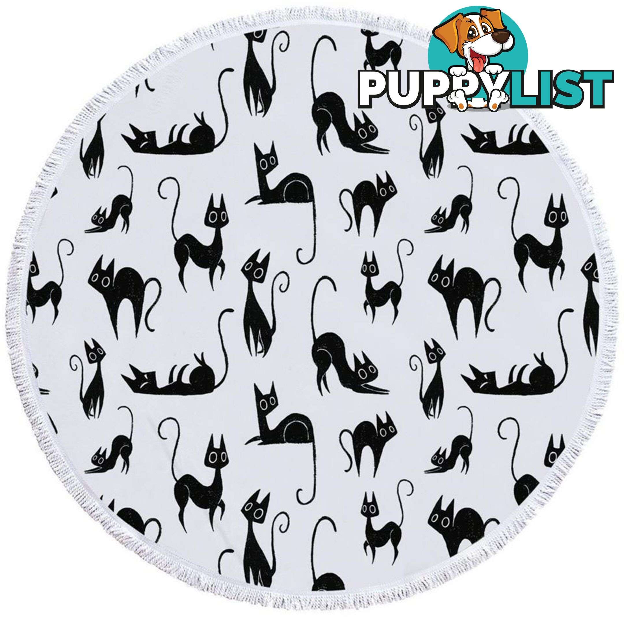 Black Cats Pattern Beach Towel - Towel - 7427046317764