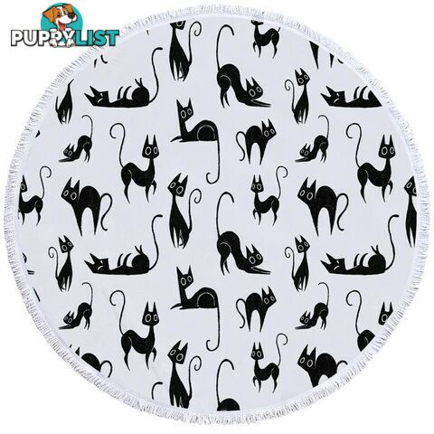 Black Cats Pattern Beach Towel - Towel - 7427046317764