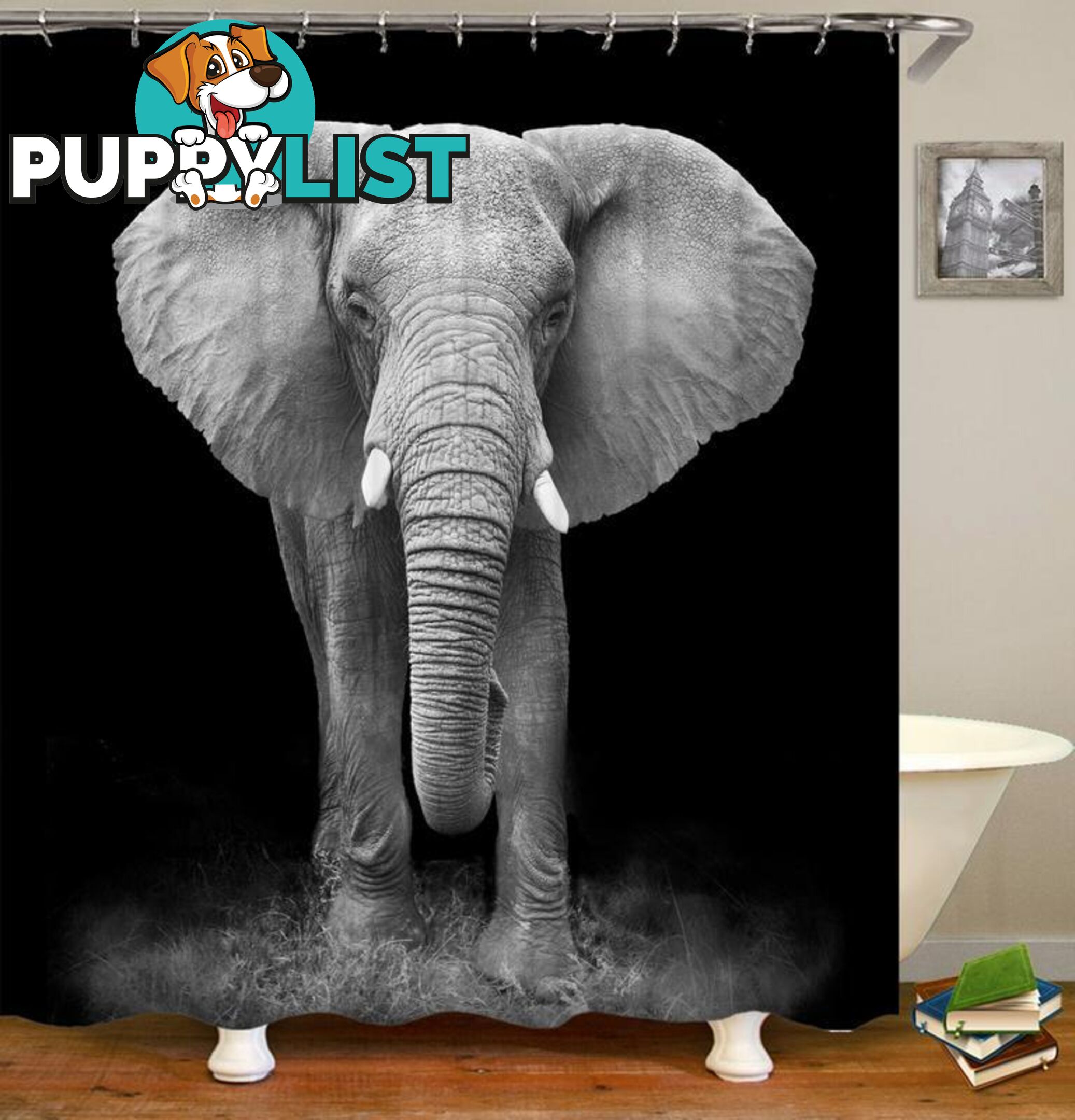 Black And White Elephant Photoshoot Shower Curtain - Curtain - 7427046030687