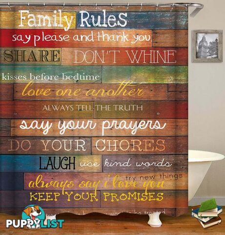 Family Rules Wooden Deck Shower Curtain - Curtain - 7427046137652