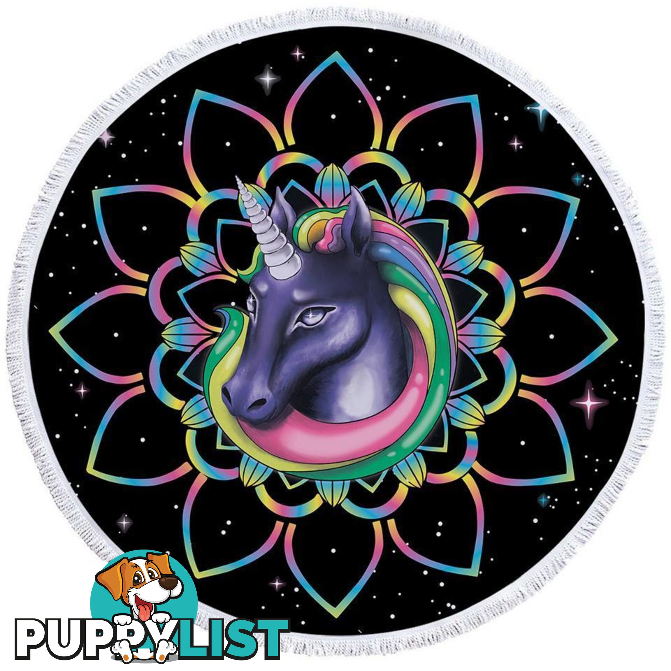 Mandala Unicorn in Space Beach Towel - Towel - 7427046308892