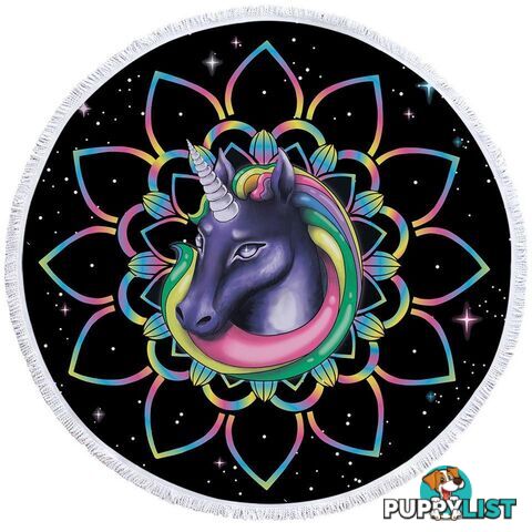 Mandala Unicorn in Space Beach Towel - Towel - 7427046308892