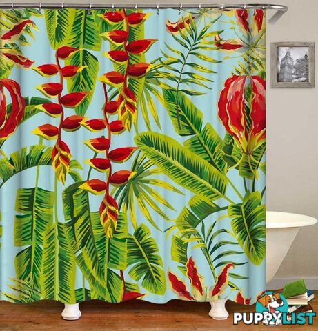 Red And Green Tropical Shower Curtain - Curtain - 7427046109864