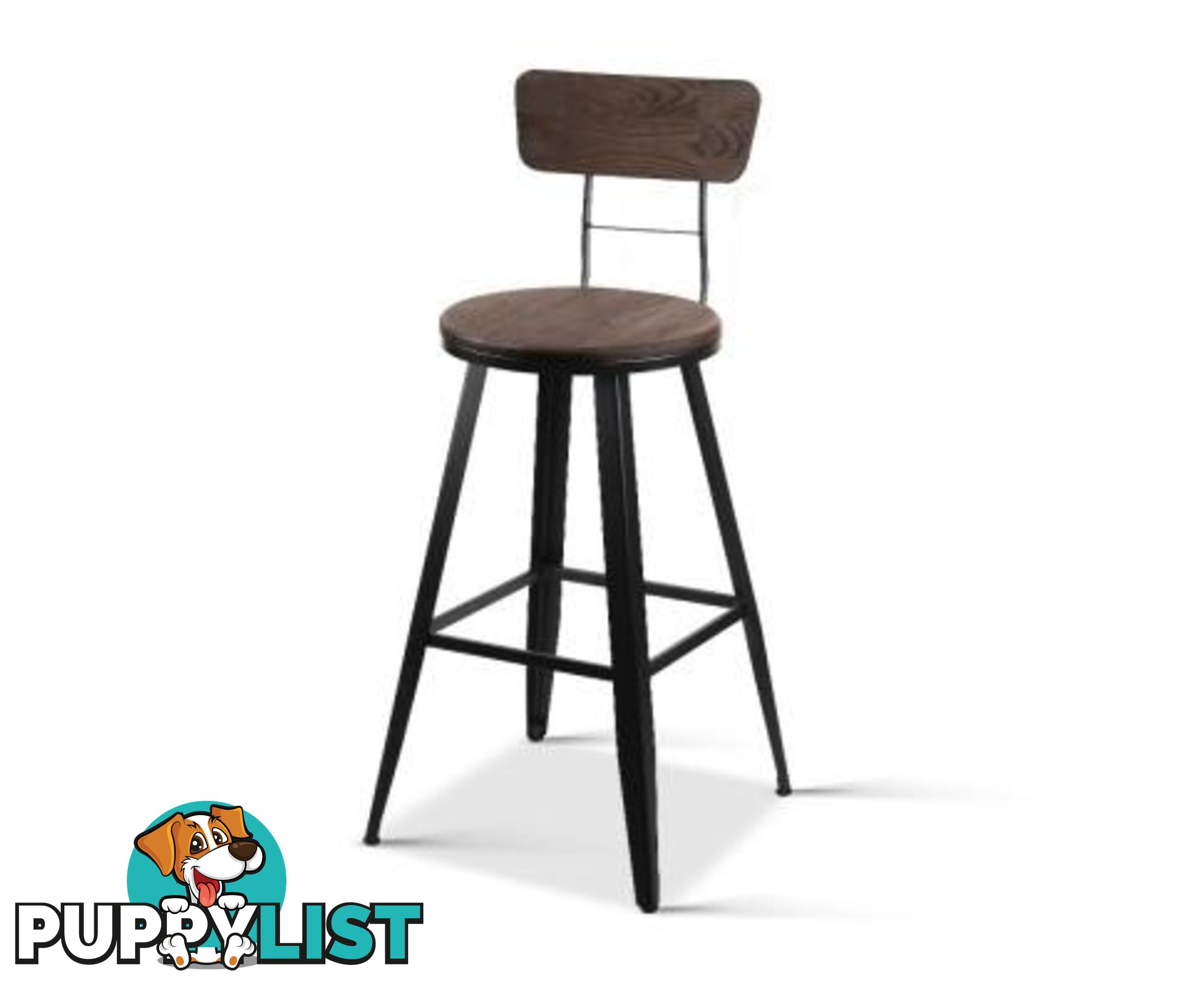 Industrial Bar Stool with Backrest - Artiss - 4344744397801