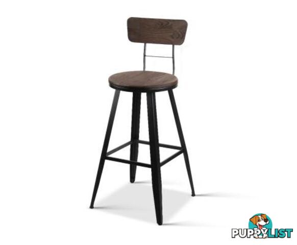 Industrial Bar Stool with Backrest - Artiss - 4344744397801