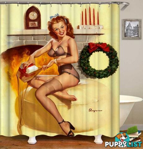 Christmas Pin Up Girl Shower Curtain - Curtain - 7427046143097